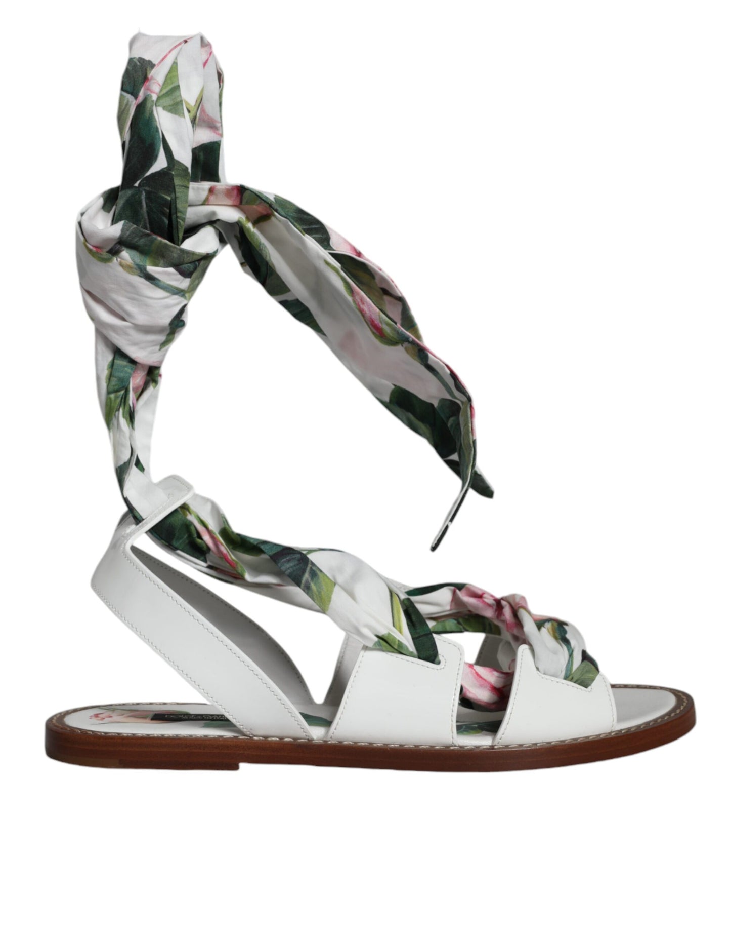 Dolce &amp; Gabbana Multicolor Floral Print Ankle Wrap Sandals Shoes