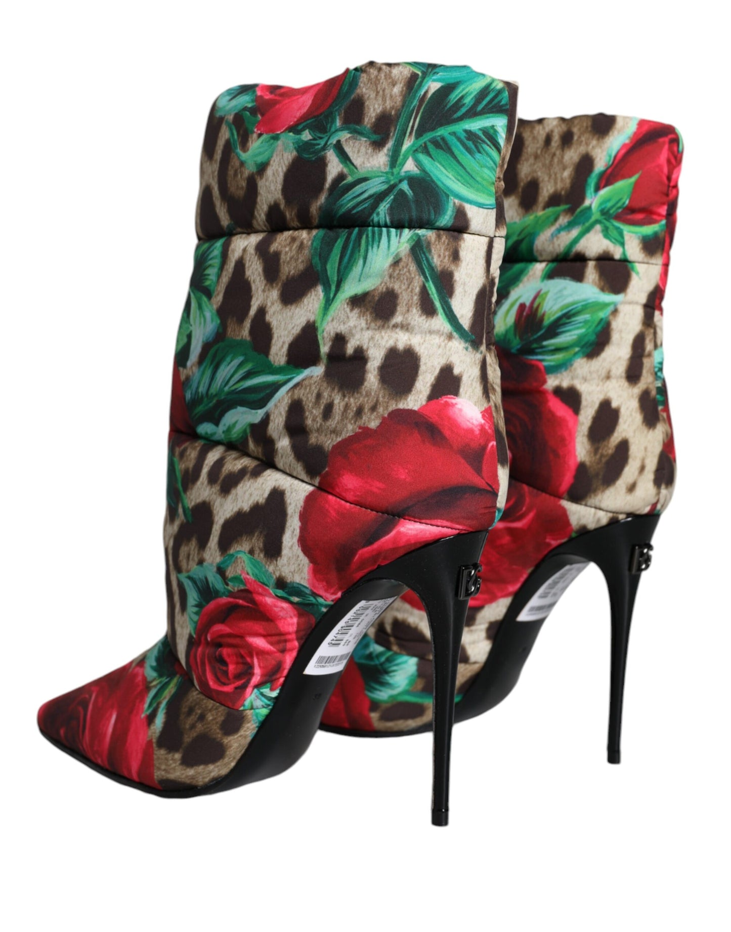 Dolce &amp; Gabbana Multicolor Leopard Rose Mid Calf Boots Shoes