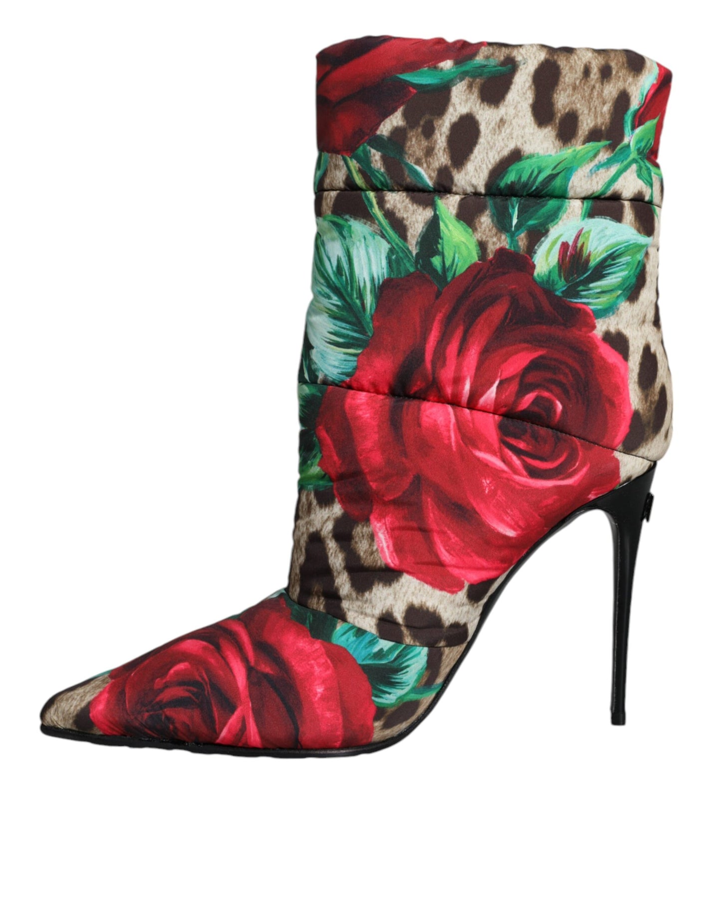 Dolce &amp; Gabbana Multicolor Leopard Rose Mid Calf Boots Shoes