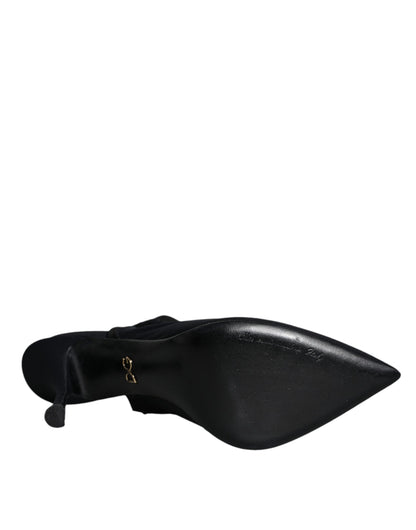 Dolce &amp; Gabbana Black Jersey Stretch Heels Slingback Shoes