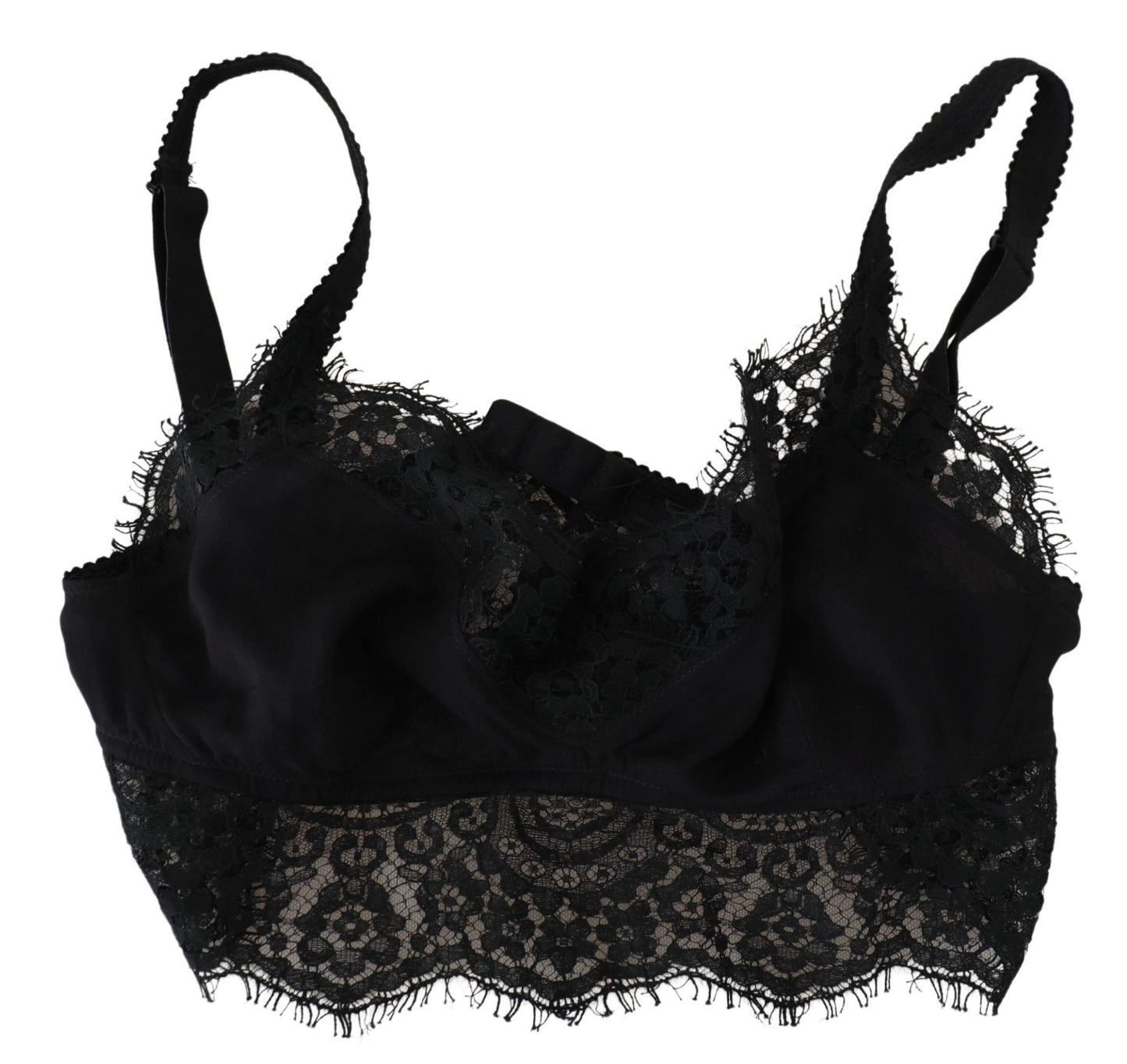 Dolce &amp; Gabbana Black Floral Lace Stretch Bralette Underwear