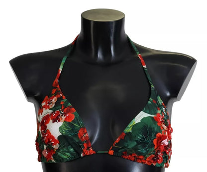 Dolce & Gabbana Multicolor Geranium Halter Beachwear Bikini Top