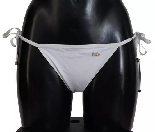 Dolce &amp; Gabbana White DG Logo Beachwear Swimwear Bikini Bottom