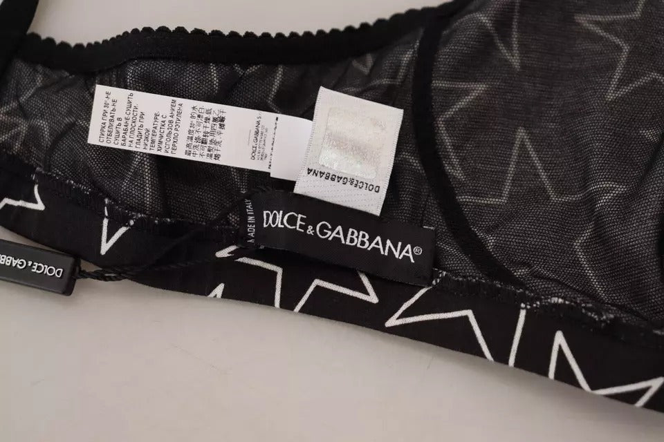 Dolce &amp; Gabbana Black Millennials Star Non Wire Cotton Bra Underwear