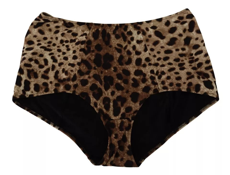 Dolce & Gabbana Brown Leopard Print Swimsuit Swimwear Bikini Bottom