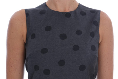 Dolce &amp; Gabbana Chic Sleeveless Polka Dotted Wool Dress