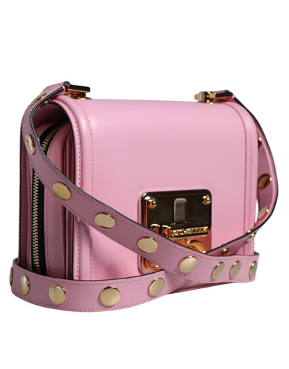 Dolce &amp; Gabbana Baby Pink LOLA Leather Studded Crossbody Strap Bag