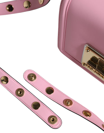 Dolce &amp; Gabbana Baby Pink LOLA Leather Studded Crossbody Strap Bag