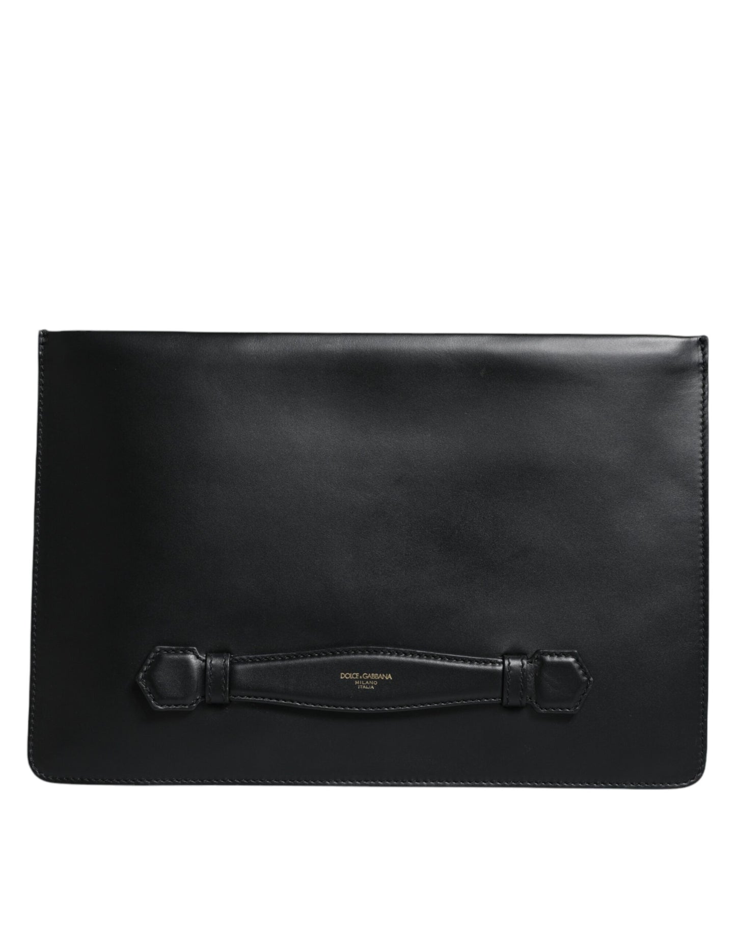 Dolce &amp; Gabbana Black Calfskin Leather Mediterranean Pouch Bag