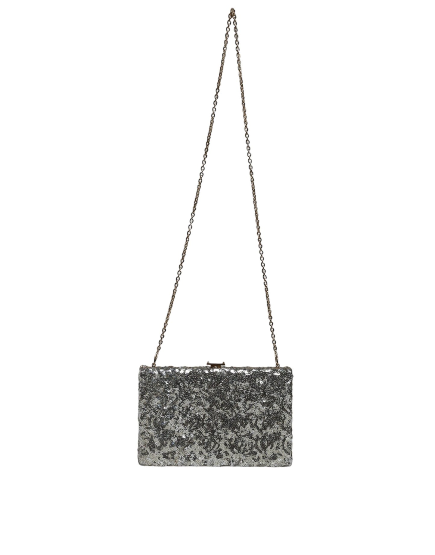 Dolce & Gabbana Silver Sequined Clutch Evening Crossbody Bag