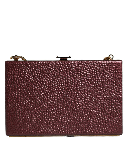 Dolce & Gabbana Maroon Leather Clutch Evening Crossbody Bag