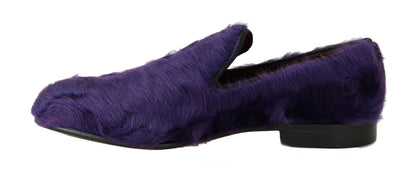 Dolce &amp; Gabbana Plush Purple Sheep Fur Loafers