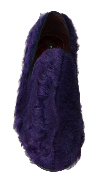 Dolce &amp; Gabbana Plush Purple Sheep Fur Loafers