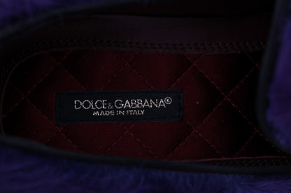 Dolce &amp; Gabbana Plush Purple Sheep Fur Loafers