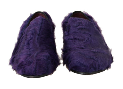 Dolce &amp; Gabbana Plush Purple Sheep Fur Loafers