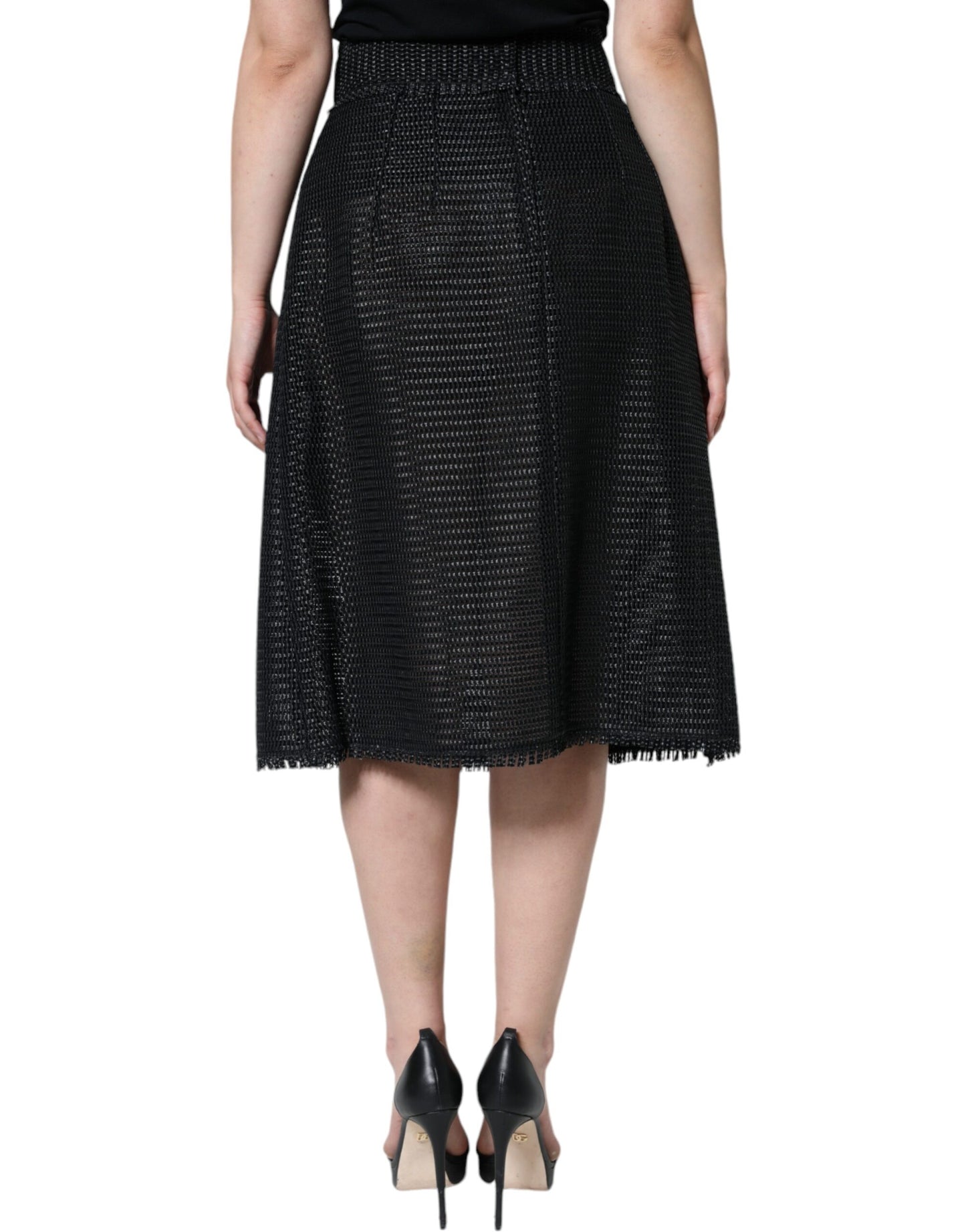 Dolce &amp; Gabbana Black Viscose High Waist Pencil Cut Skirt