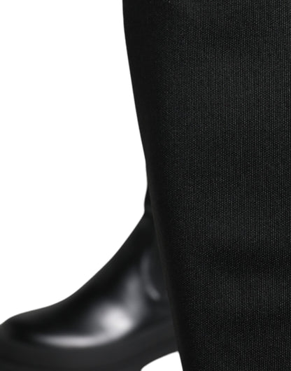 Dolce &amp; Gabbana Black White Polyester Socks High Boots Shoes