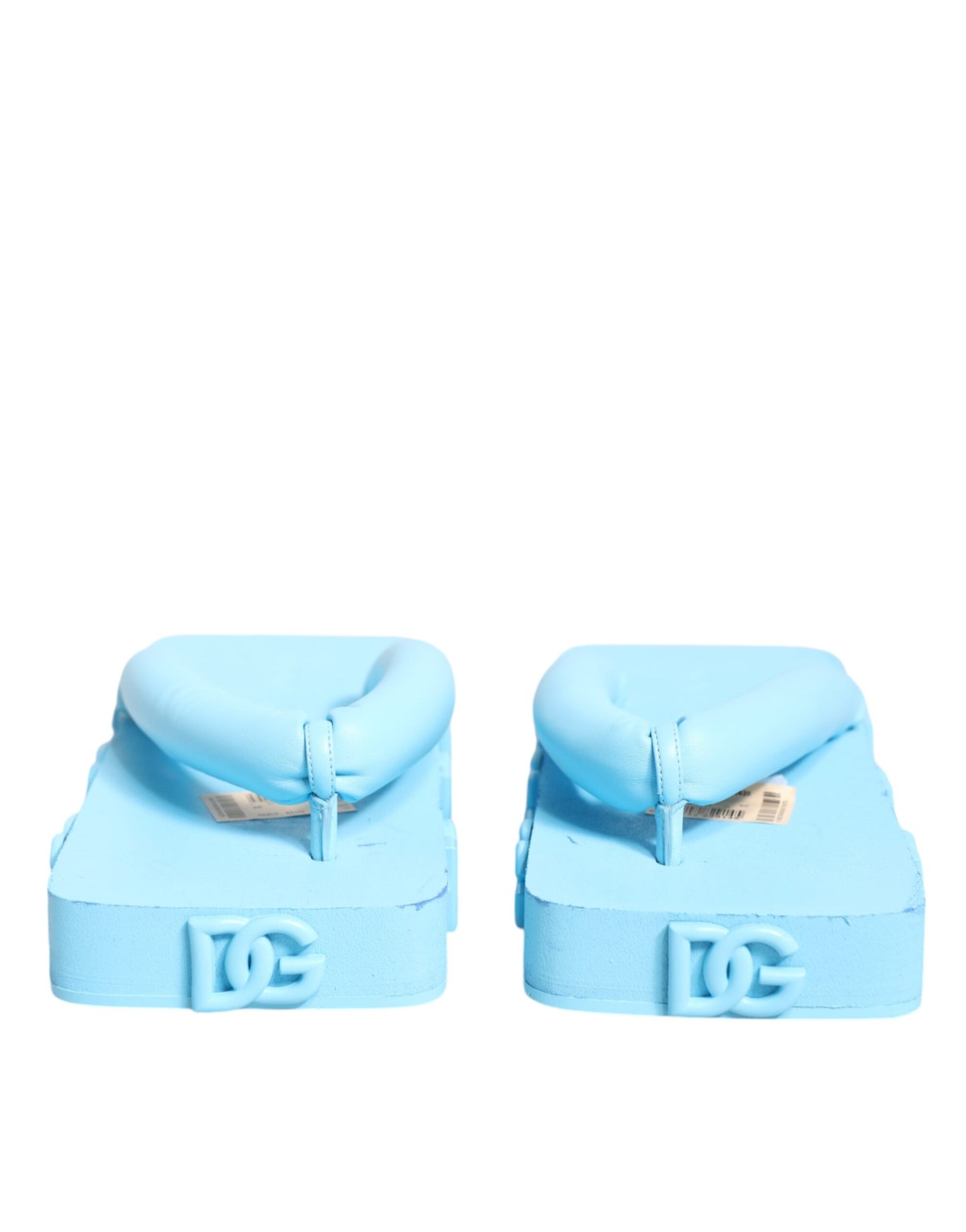 Dolce &amp; Gabbana Light Blue Rubber Slides Flats Sandals Shoes