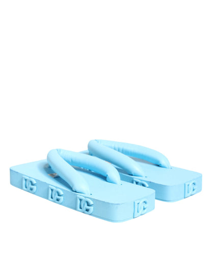 Dolce &amp; Gabbana Light Blue Rubber Slides Flats Sandals Shoes