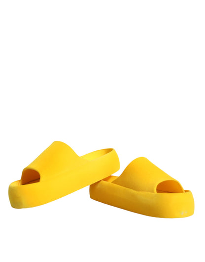 Dolce &amp; Gabbana Yellow Rubber Slides Sandals Beachwear Shoes