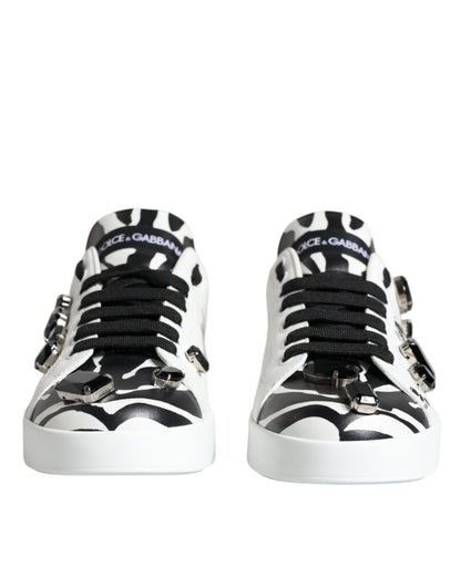 Dolce &amp; Gabbana White Crystal Portofino Low Top Sneaker Shoes