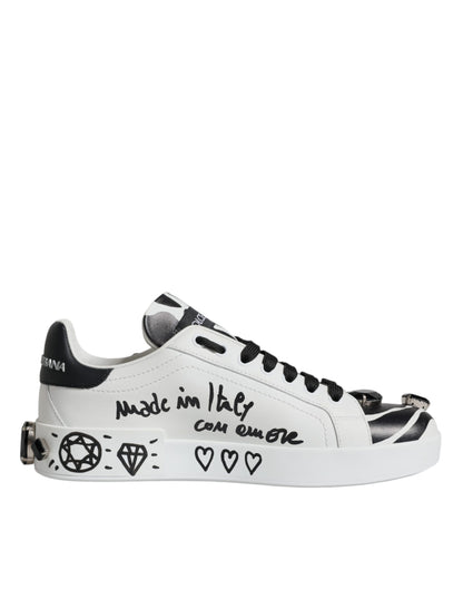 Dolce &amp; Gabbana White Crystal Portofino Low Top Sneaker Shoes