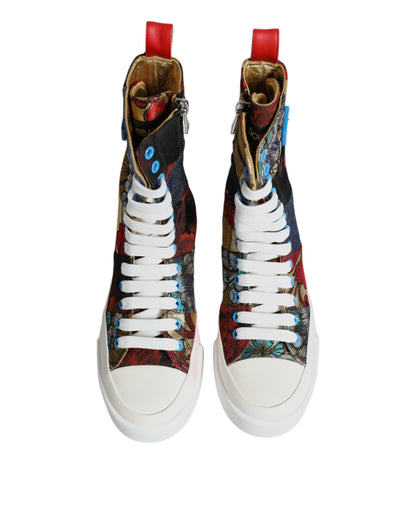 Dolce &amp; Gabbana Multicolor Patchwork High Top Sneakers Shoes