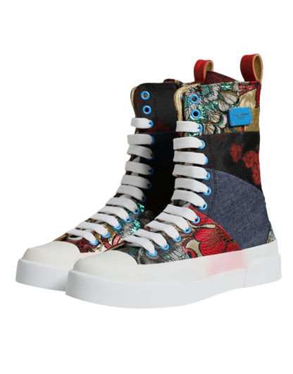 Dolce &amp; Gabbana Multicolor Patchwork High Top Sneakers Shoes