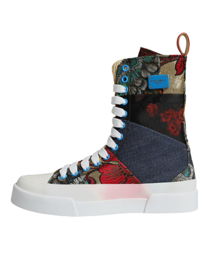 Dolce &amp; Gabbana Multicolor Patchwork High Top Sneakers Shoes