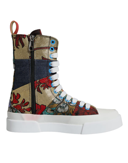 Dolce &amp; Gabbana Multicolor Patchwork High Top Sneakers Shoes