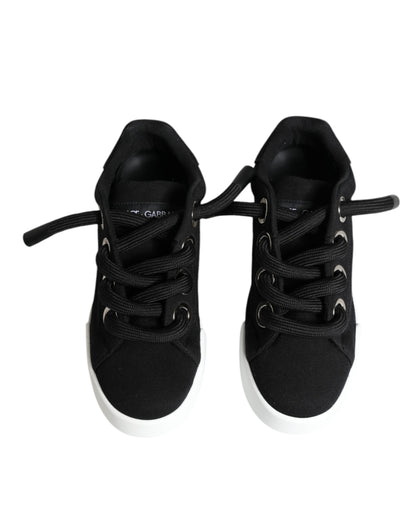 Dolce &amp; Gabbana Black Portofino Low Top Sneakers Shoes