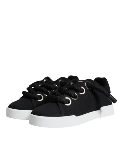 Dolce &amp; Gabbana Black Portofino Low Top Sneakers Shoes