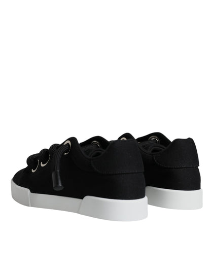 Dolce &amp; Gabbana Black Portofino Low Top Sneakers Shoes