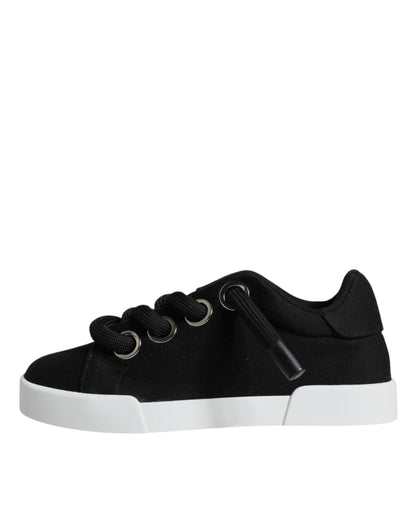 Dolce &amp; Gabbana Black Portofino Low Top Sneakers Shoes