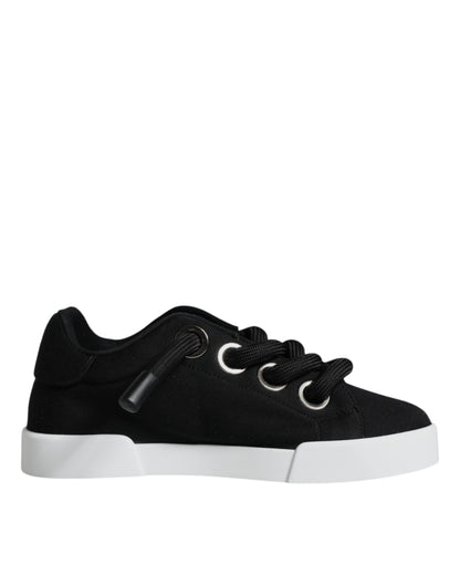 Dolce &amp; Gabbana Black Portofino Low Top Sneakers Shoes