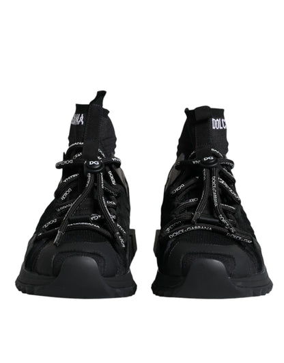 Dolce &amp; Gabbana Black Sorrento Socks Logo Sneakers Shoes