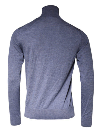 Dolce & Gabbana Purple Blue Long Sleeve Turtleneck Pullover Sweater