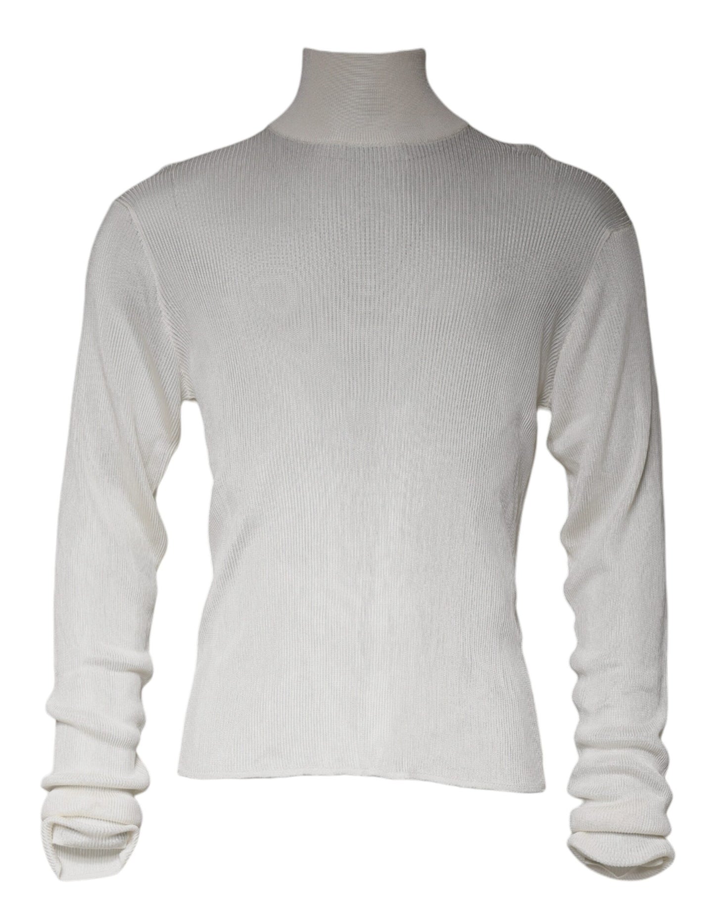 Dolce & Gabbana White Long Sleeve Turtleneck Men Pullover Sweater