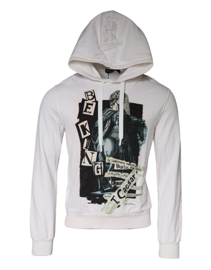 Dolce & Gabbana White Caesar Cotton Hooded Pullover Sweater