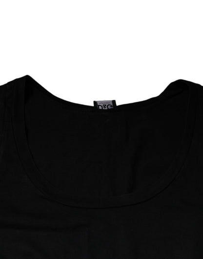 Dolce &amp; Gabbana Black Cotton Tank Sleeveless Men T-shirt