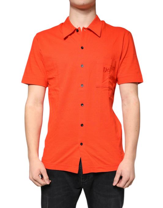 Dolce &amp; Gabbana Orange Cotton Button Down Casual Polo Shirt