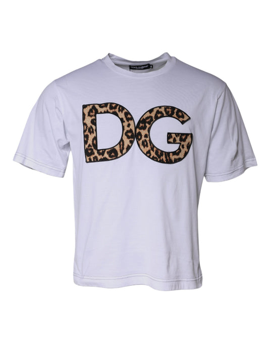 Dolce &amp; Gabbana White DG Logo Cotton Shorts Sleeves T-shirt