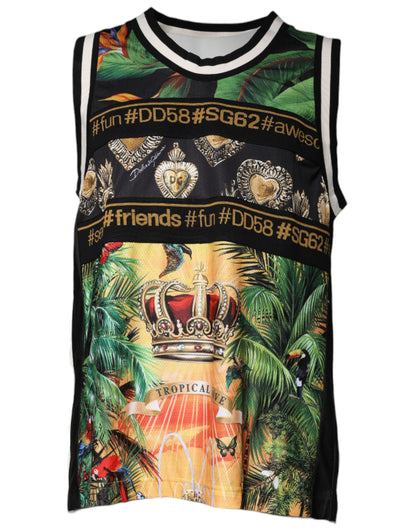 Dolce &amp; Gabbana Multicolor Tropical Sleeveless Tank T-shirt