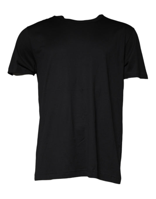 Dolce &amp; Gabbana Black Cotton Shorts Sleeves Crewneck T-shirt