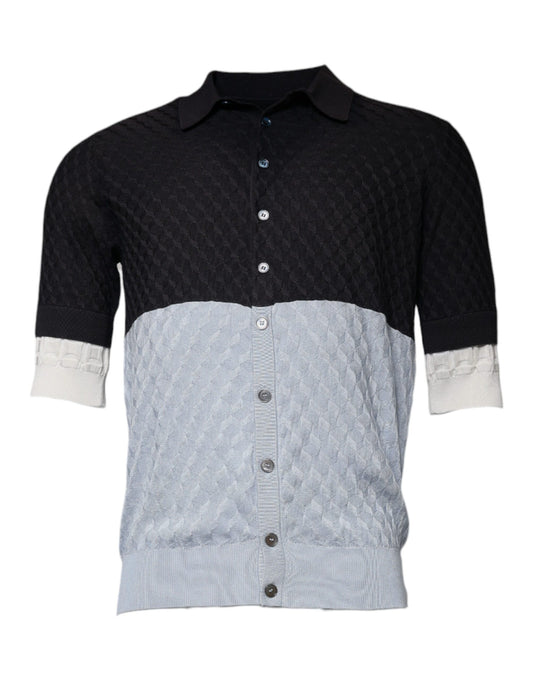 Dolce &amp; Gabbana Multicolor Silk Button Down Collared T-shirt