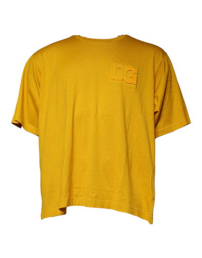 Dolce &amp; Gabbana Mustard Embossed Logo Crew Neck T-shirt