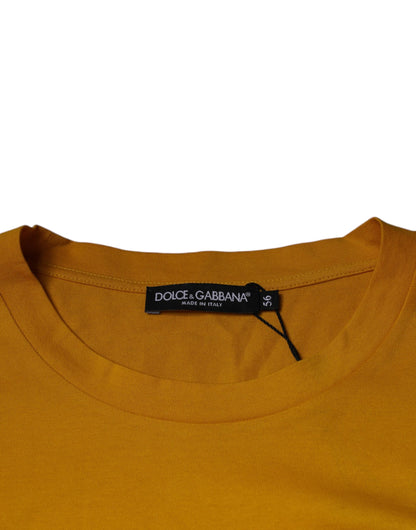 Dolce &amp; Gabbana Mustard Embossed Logo Crew Neck T-shirt