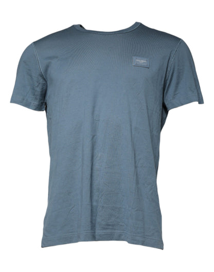 Dolce &amp; Gabbana Blue Cotton Round Neck Short Sleeve T-shirt