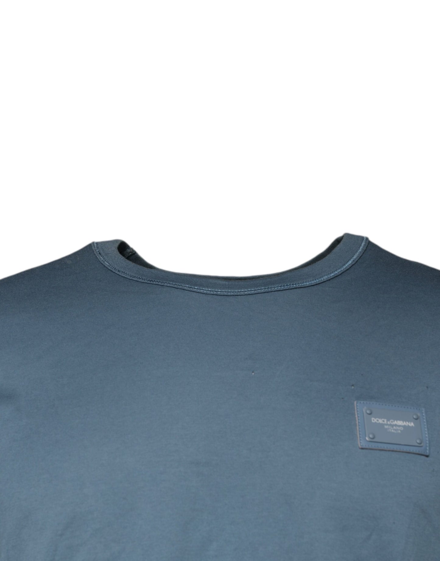 Dolce &amp; Gabbana Blue Cotton Round Neck Short Sleeve T-shirt