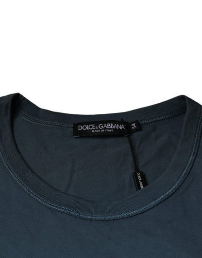 Dolce &amp; Gabbana Blue Cotton Round Neck Short Sleeve T-shirt